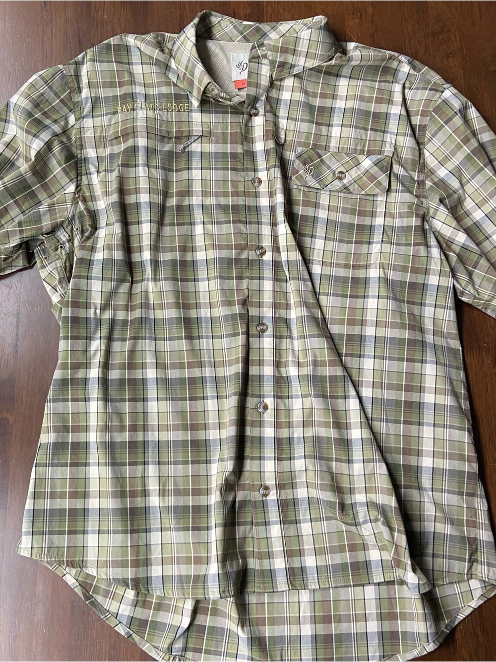 Duck Camp Mens 2XL Green Plaid Performance Fishing Hunting Shirt Bay Flats Lodge